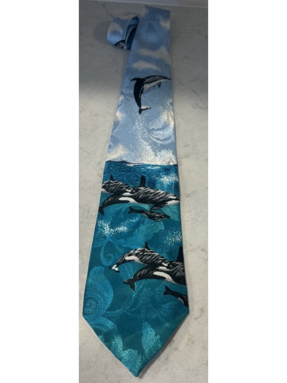 Vintage DOLPHIN Themed Men's Necktie, Surrey, 1990s,  USA